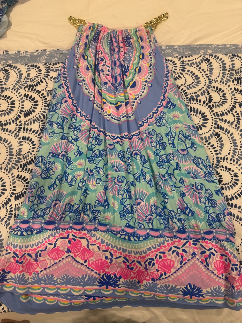 Lilly Pulitzer Floral Halter Maxi Dress in Blue, Pink & Mint